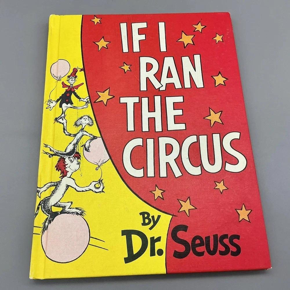 Vintage If I Ran The Circus Dr Seuss 1956 Random House HC Red Yellow Illustrated